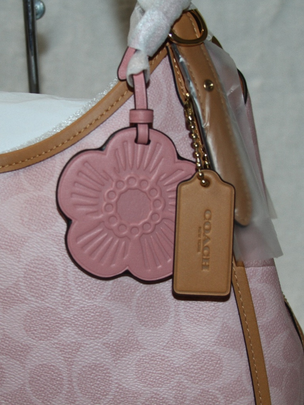 COACH Erin Powder Pink Shoulder Bag In Signature Canvas With Charms Purse - Picture 5 of 7